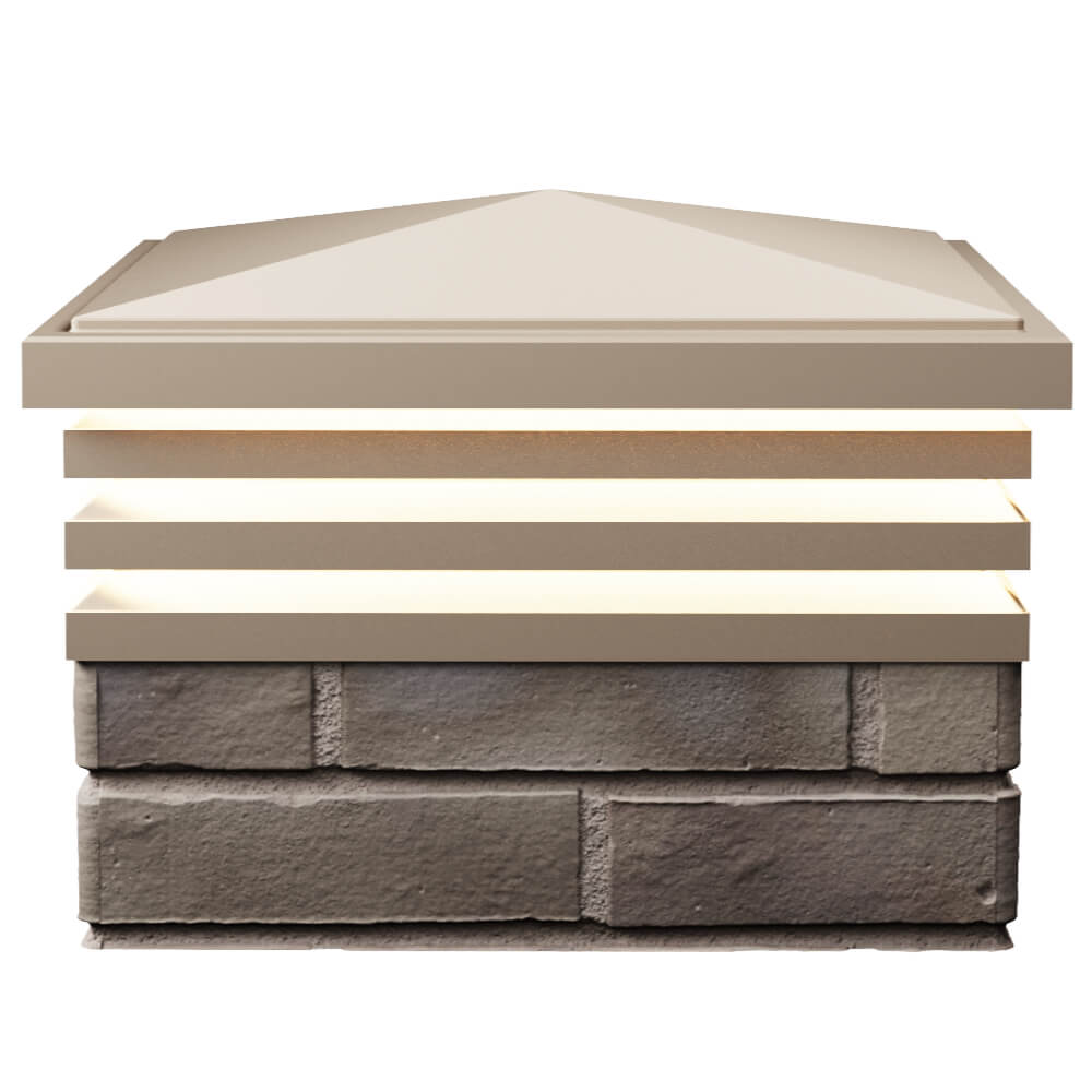 Колпак Zking Бона ХайТек Бежевый на столб 1.5х1.5 кирпича (385х385мм) с подсветкой в Копейске фото