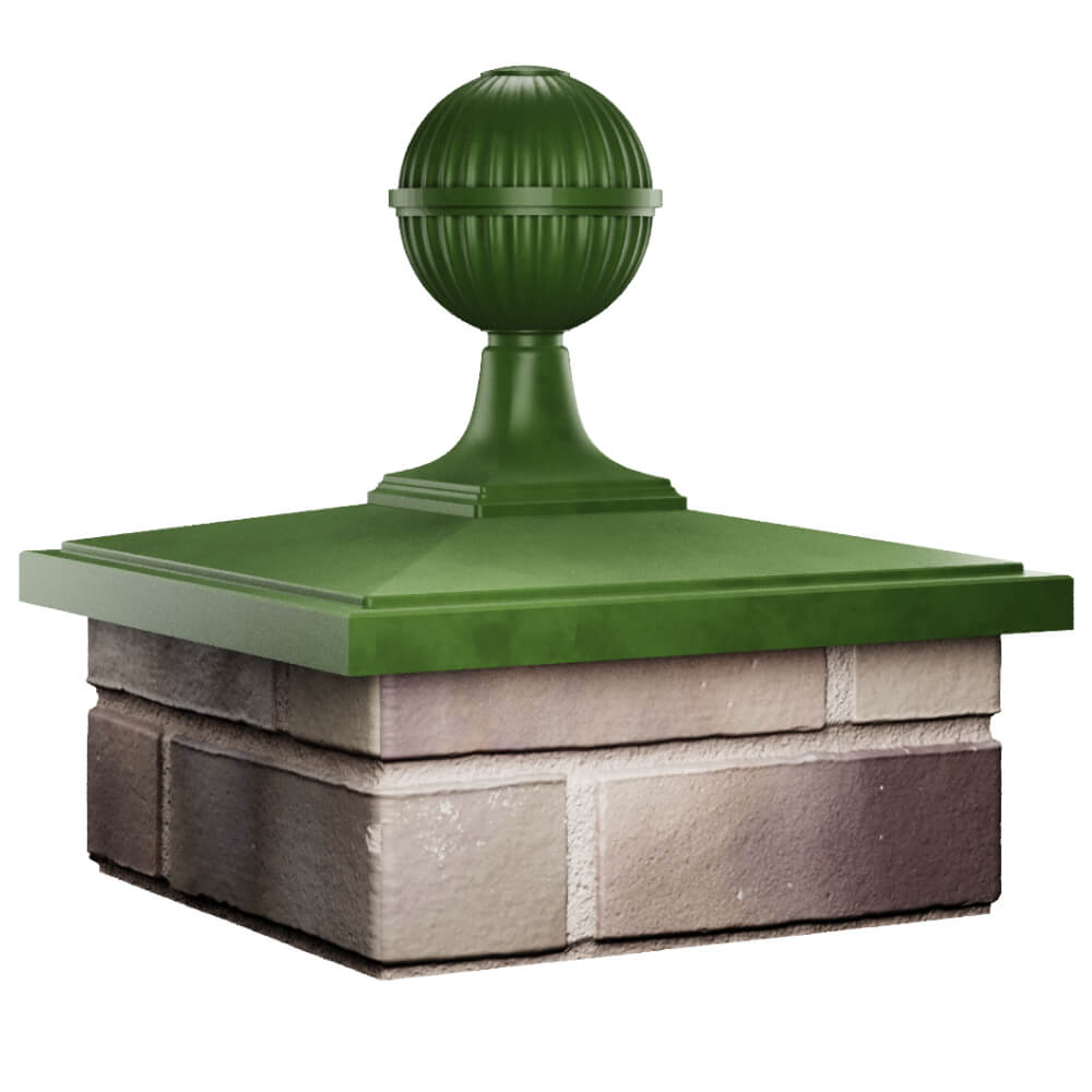 Колпак Zking БонаМоно Зеленый с шаром на столб 1.5х1.5 кирпича (385х385, 400х400мм) в сборе в Копейске фото