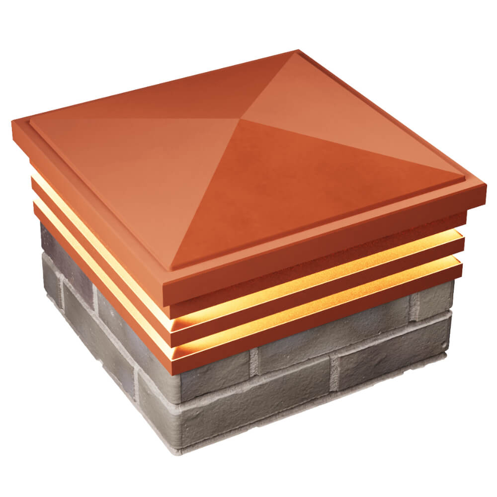 Колпак Zking Бона ХайТек Красный на столб 1.5х1.5 кирпича (385х385мм) с подсветкой в Копейске фото