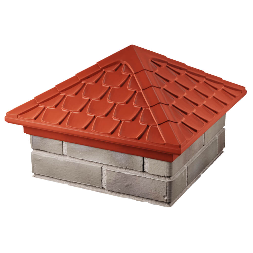 Колпак Zking Эльбрус Красный на столб 1.5х1.5 кирпича (385х385мм) в Копейске фото