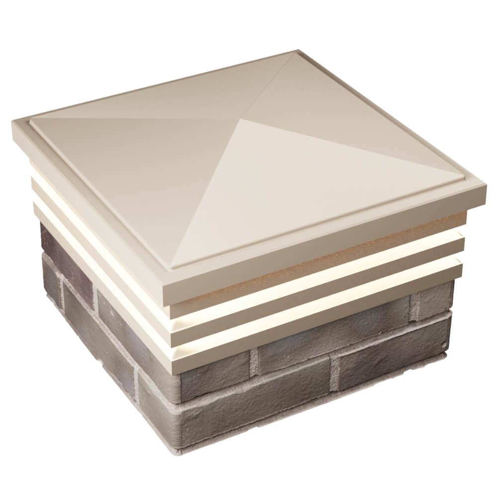 Колпак Zking Бона ХайТек Бежевый на столб 1.5х1.5 кирпича (385х385мм) с подсветкой в Копейске фото