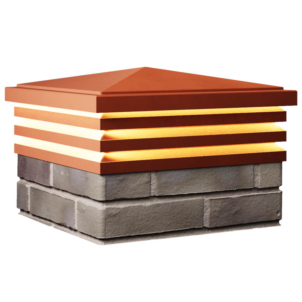 Колпак Zking Бона ХайТек Красный на столб 1.5х1.5 кирпича (385х385мм) с подсветкой в Копейске фото