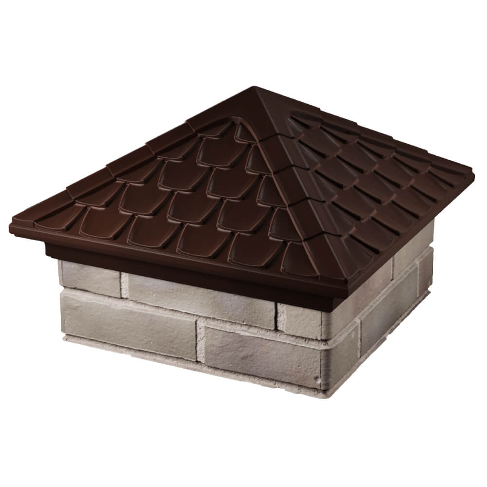 Колпак Zking Эльбрус Коричневый на столб 1.5х1.5 кирпича (385х385мм) в Копейске фото