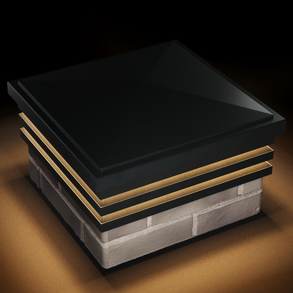 Колпак Zking Бона ХайТек Черный на столб 1.5х1.5 кирпича (385х385мм) с подсветкой в Копейске фото