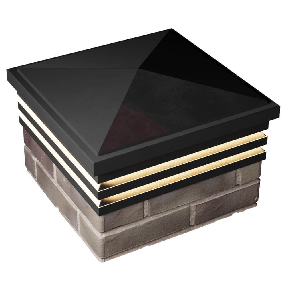 Колпак Zking Бона ХайТек Черный на столб 1.5х1.5 кирпича (385х385мм) с подсветкой в Копейске фото