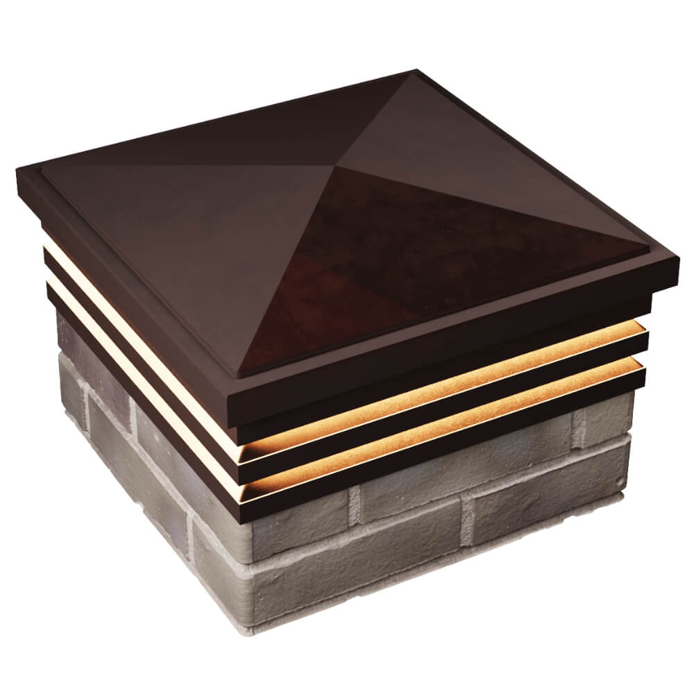 Колпак Zking Бона ХайТек Коричневый на столб 1.5х1.5 кирпича (385х385мм) с подсветкой в Копейске фото