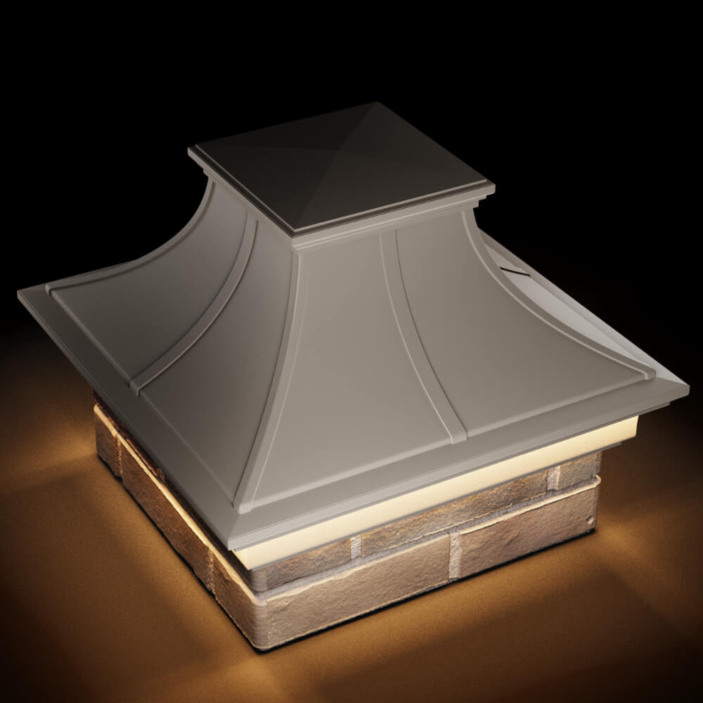 Колпак Zking Монблан Премиум Бежевый на столб 1.5х1.5 кирпича (385х385мм) с подсветкой в Копейске фото