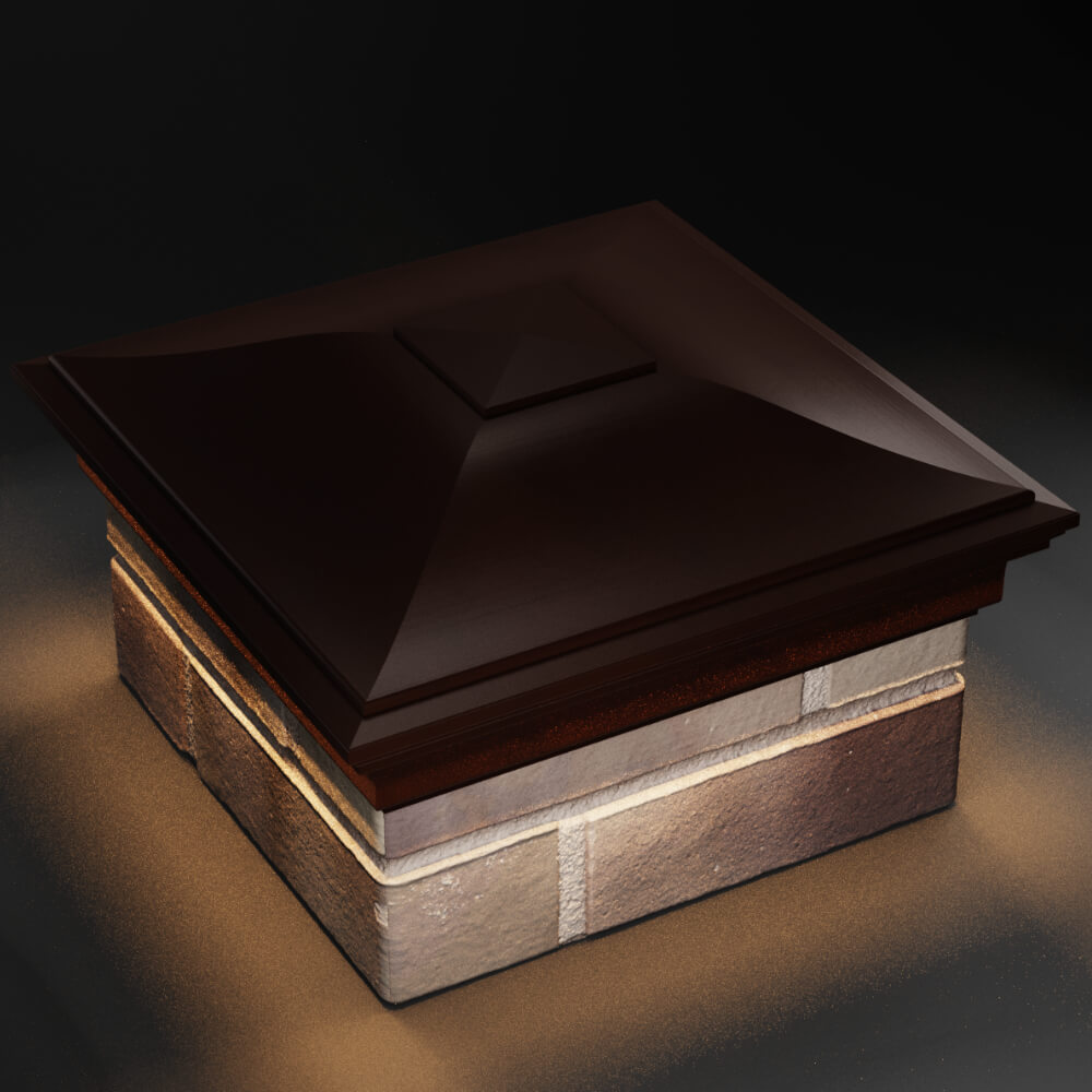 Колпак Zking Монблан Коричневый на столб 1.5х1.5 кирпича (385х385мм) с подсветкой в Копейске фото