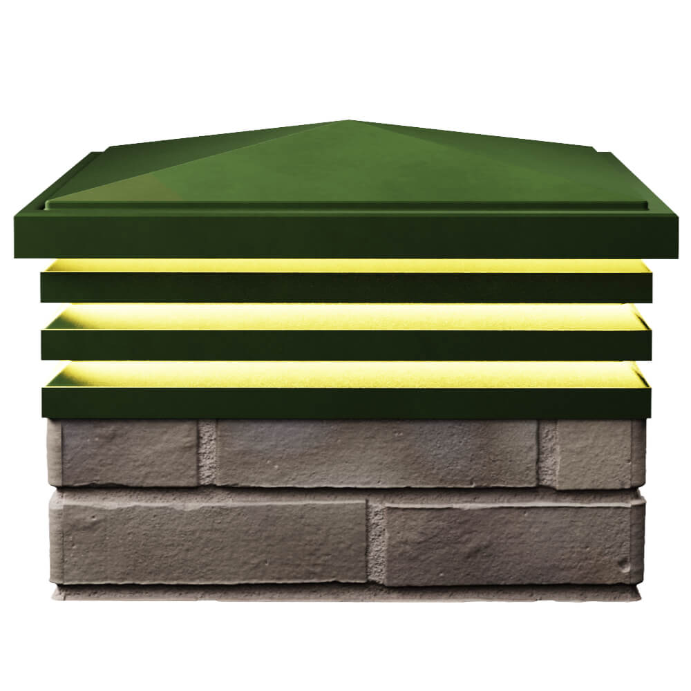 Колпак Zking Бона ХайТек Зеленый на столб 1.5х1.5 кирпича (385х385мм) с подсветкой в Копейске фото