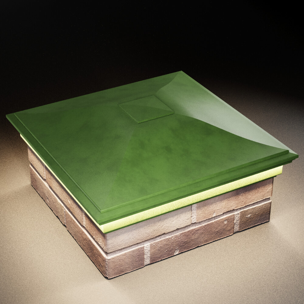 Колпак Zking Монблан Зеленый на столб 2х2 кирпича (515х515мм) c подсветкой в Копейске фото