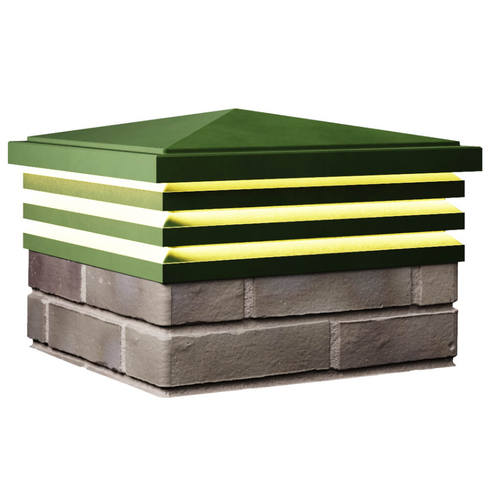 Колпак Zking Бона ХайТек Зеленый на столб 1.5х1.5 кирпича (385х385мм) с подсветкой в Копейске фото