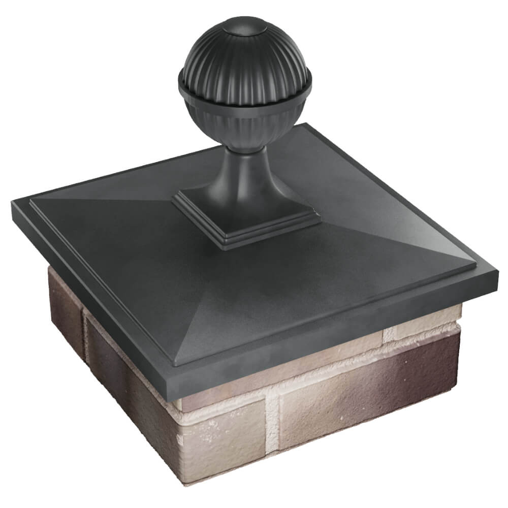 Колпак Zking БонаМоно Серый с шаром на столб 1.5х1.5 кирпича (385х385, 400х400мм) в сборе в Копейске фото