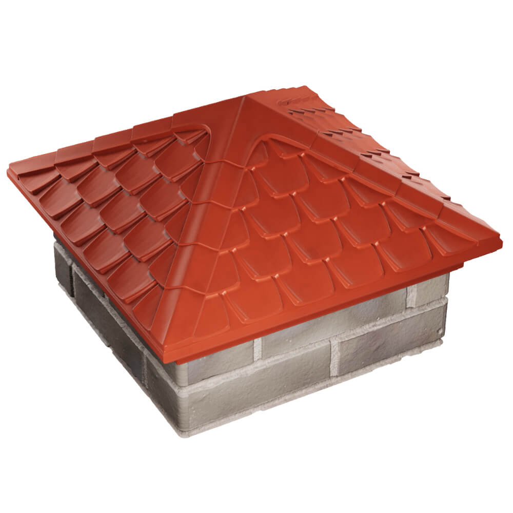 Колпак Zking Эльбрус Красный на столб 1.5х1.5 кирпича (385х385мм) в Копейске фото