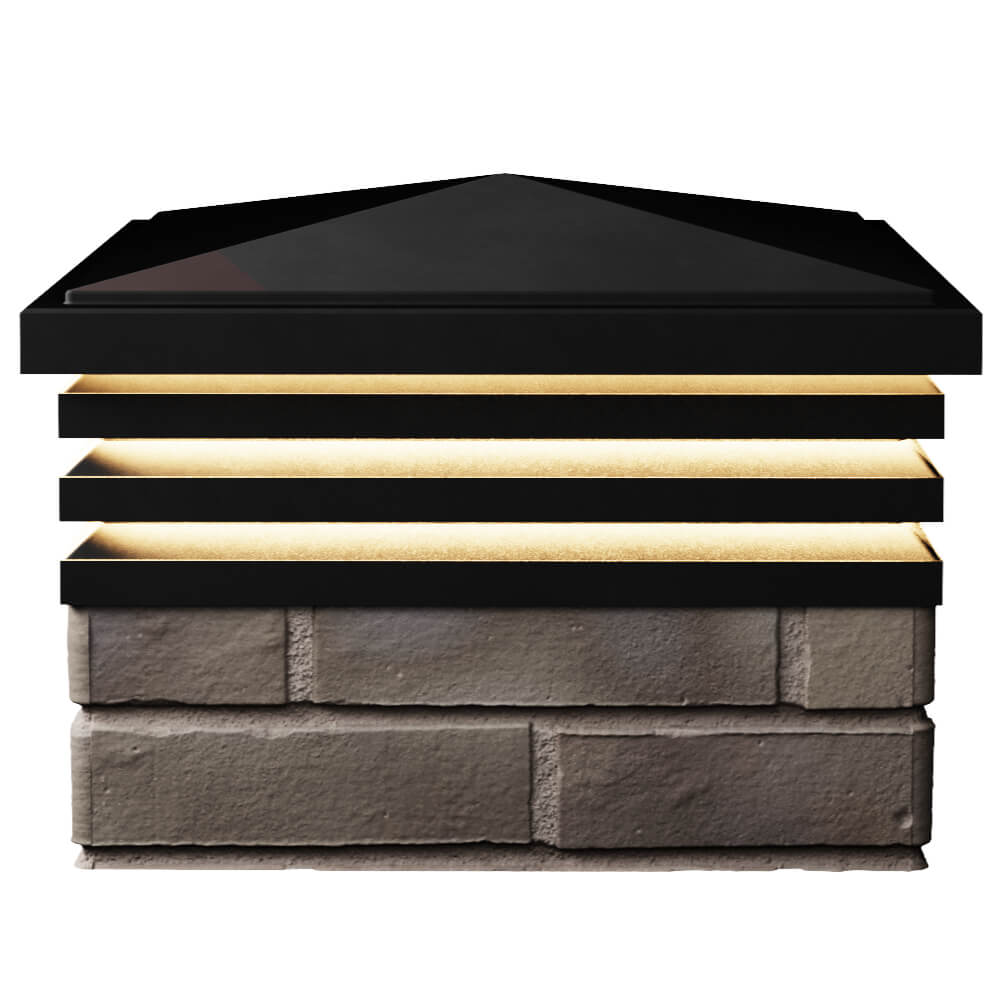 Колпак Zking Бона ХайТек Черный на столб 1.5х1.5 кирпича (385х385мм) с подсветкой в Копейске фото