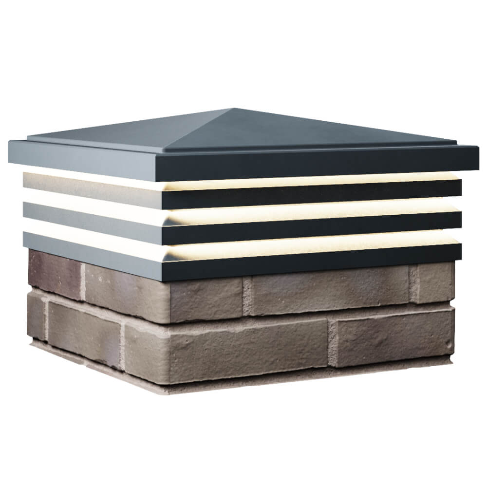 Колпак Zking Бона ХайТек Серый на столб 1.5х1.5 кирпича (385х385мм) с подсветкой в Копейске фото