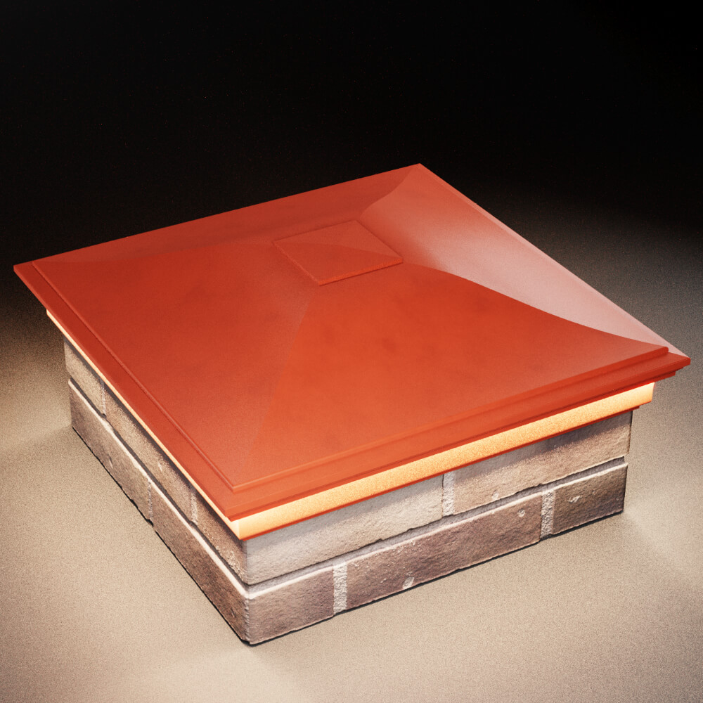 Колпак Zking Монблан Красный на столб 2х2 кирпича (515х515мм) c подсветкой в Копейске фото