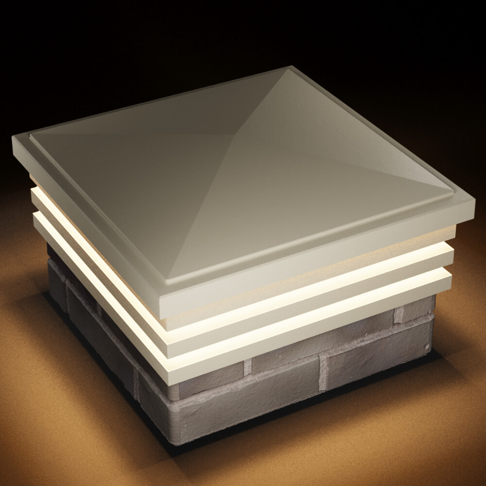 Колпак Zking Бона ХайТек Бежевый на столб 1.5х1.5 кирпича (385х385мм) с подсветкой в Копейске фото