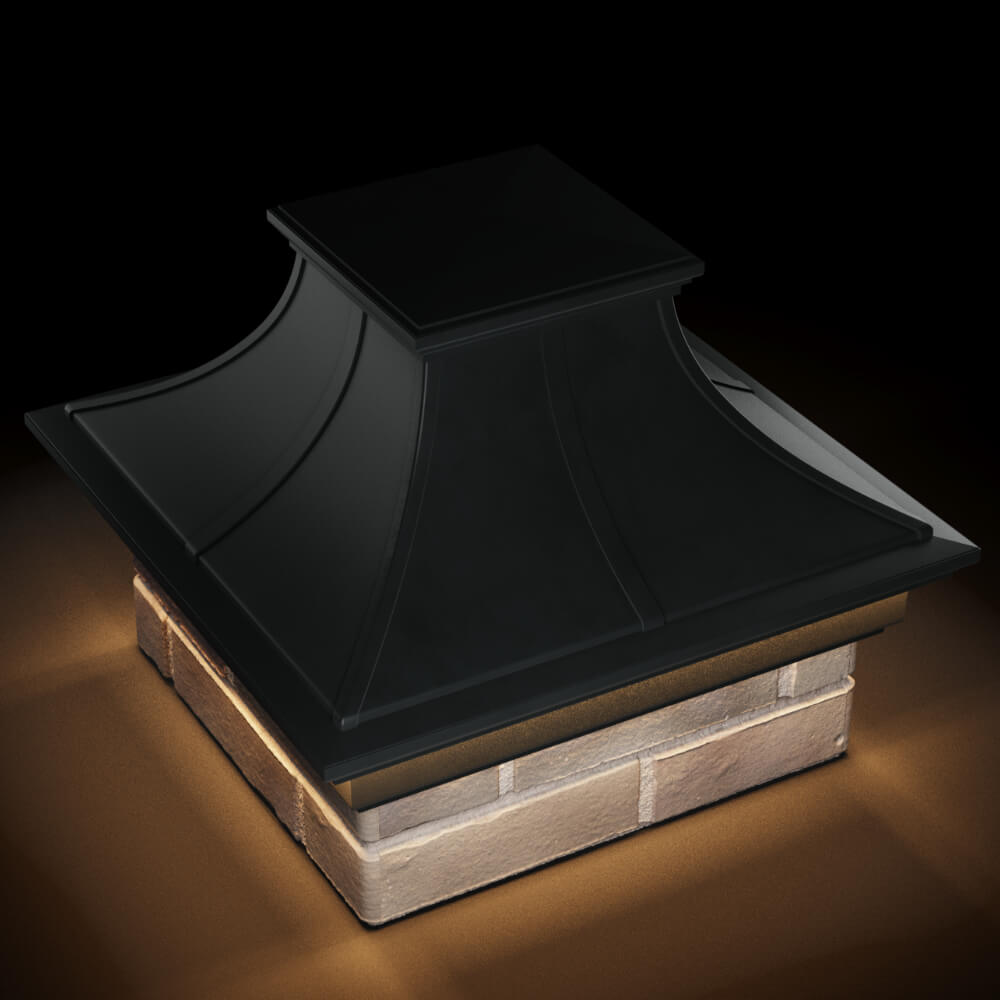Колпак Zking Монблан Премиум Черный на столб 1.5х1.5 кирпича (385х385мм) с подсветкой в Копейске фото