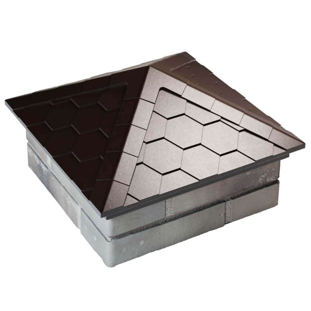 Колпак Zking Эверест Коричневый на столб 1.5х1.5 кирпича (390х390мм) в Копейске фото