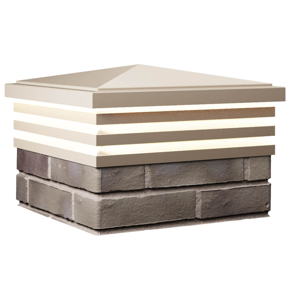 Колпак Zking Бона ХайТек Бежевый на столб 1.5х1.5 кирпича (385х385мм) с подсветкой в Копейске фото