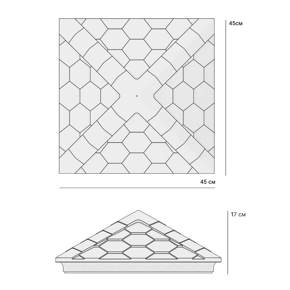 Колпак Zking Эверест Серый на столб 1.5х1.5 кирпича (390х390мм) в Копейске фото