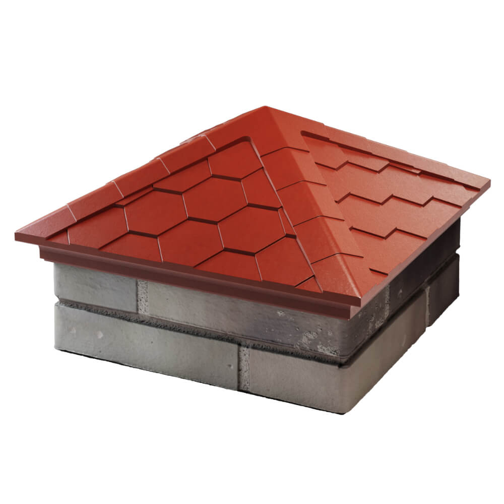 Колпак Zking Эверест Красный на столб 1.5х1.5 кирпича (390х390мм) в Копейске фото