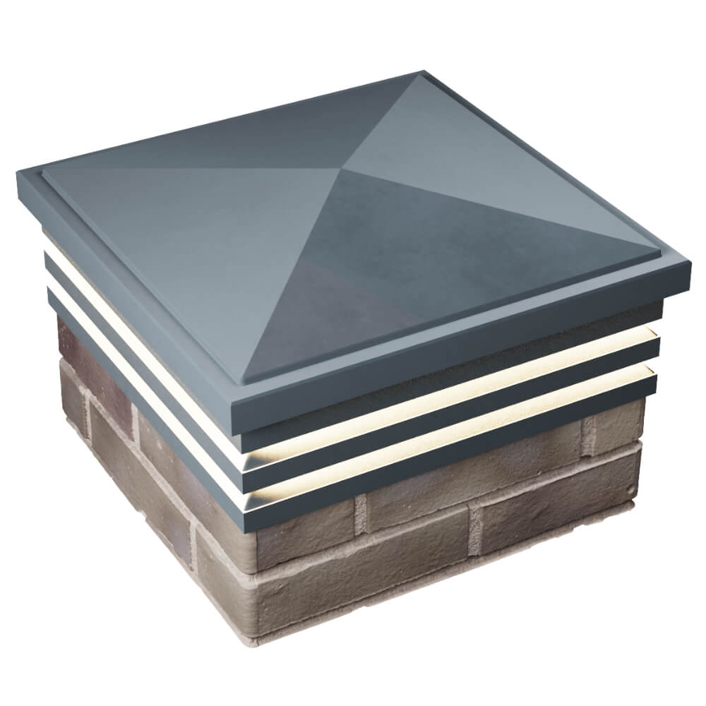 Колпак Zking Бона ХайТек Серый на столб 1.5х1.5 кирпича (385х385мм) с подсветкой в Копейске фото