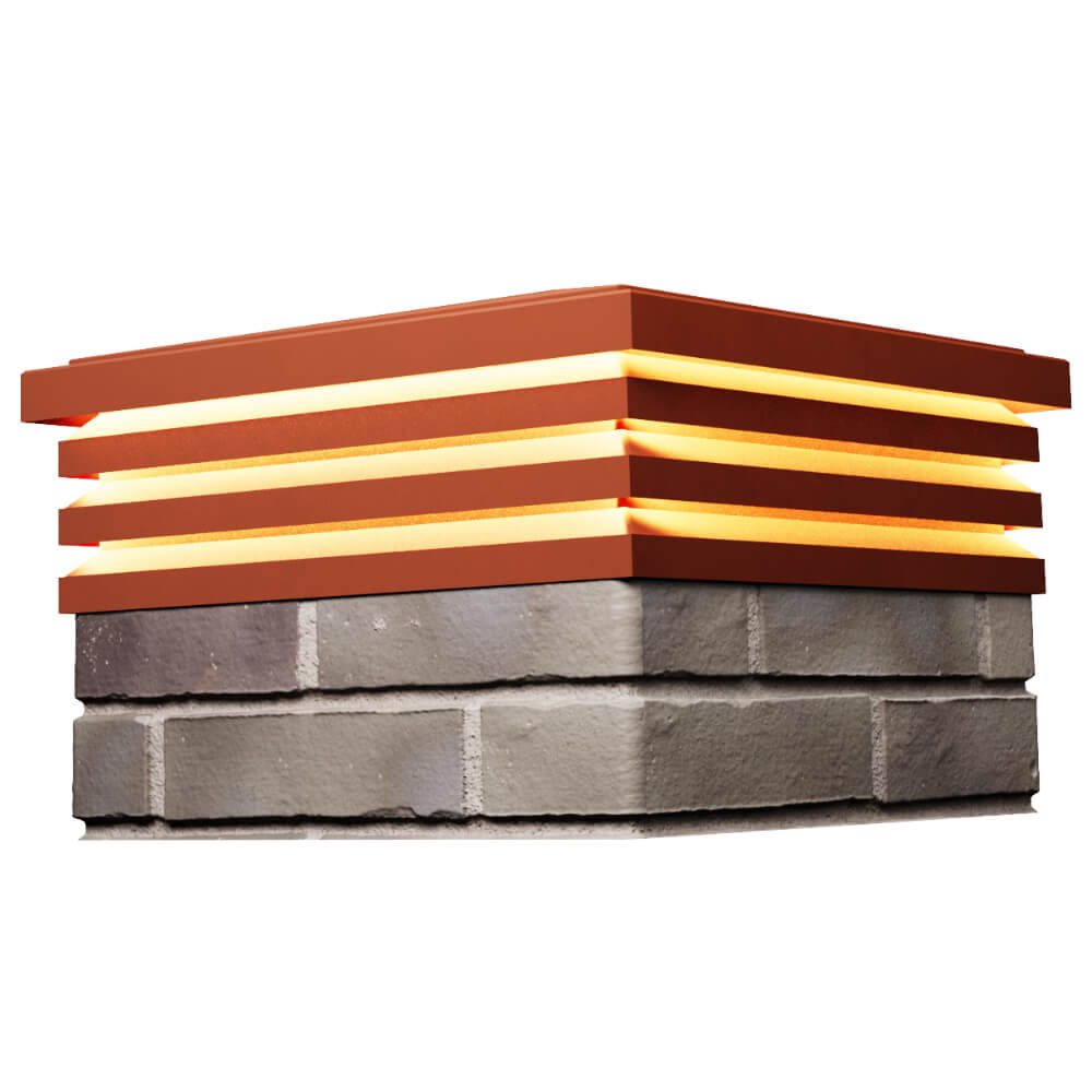 Колпак Zking Бона ХайТек Красный на столб 1.5х1.5 кирпича (385х385мм) с подсветкой в Копейске фото