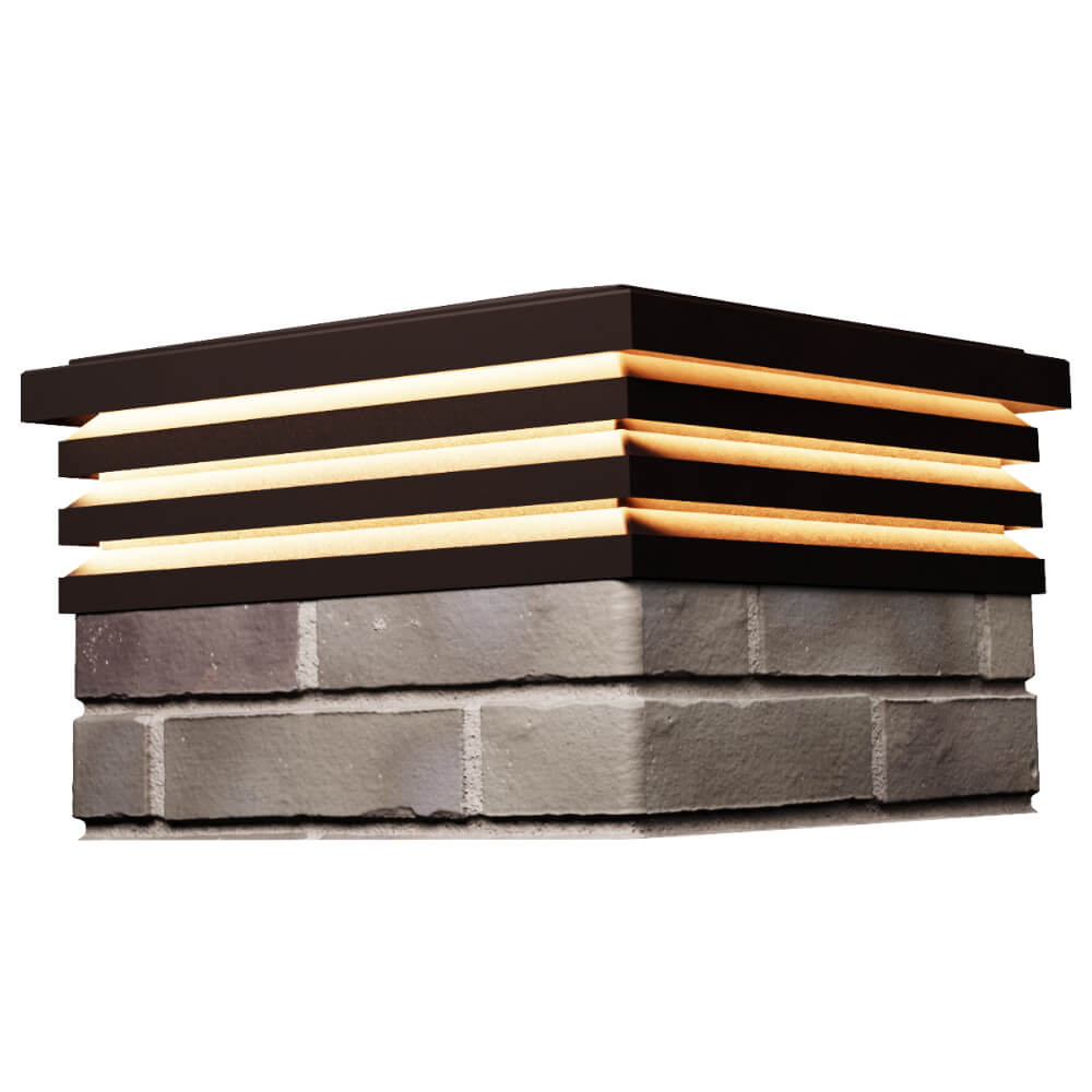 Колпак Zking Бона ХайТек Коричневый на столб 1.5х1.5 кирпича (385х385мм) с подсветкой в Копейске фото