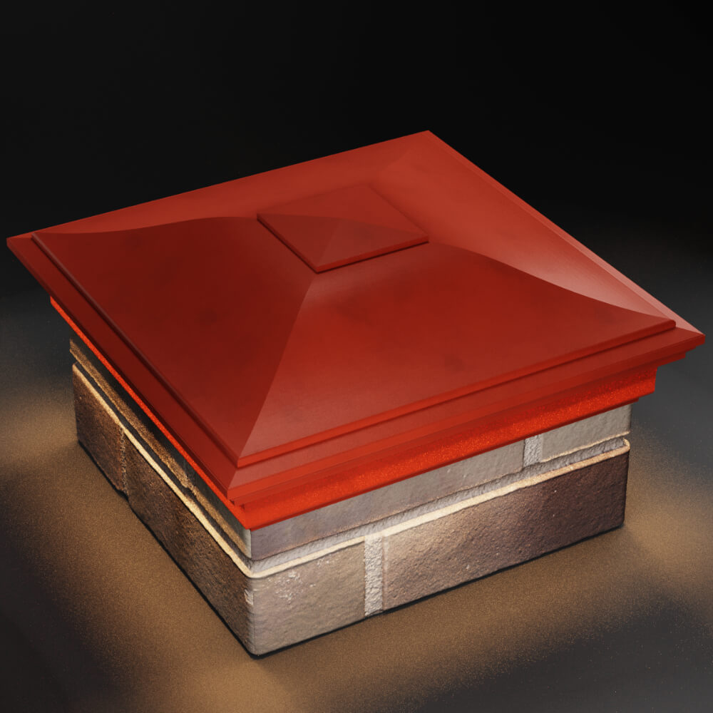 Колпак Zking Монблан Красный на столб 1.5х1.5 кирпича (385х385мм) с подсветкой в Копейске фото