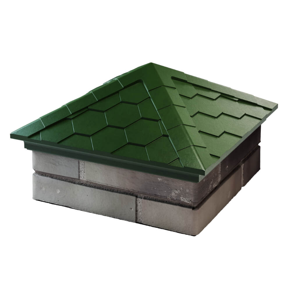 Колпак Zking Эверест Зеленый на столб 1.5х1.5 кирпича (390х390мм) в Копейске фото