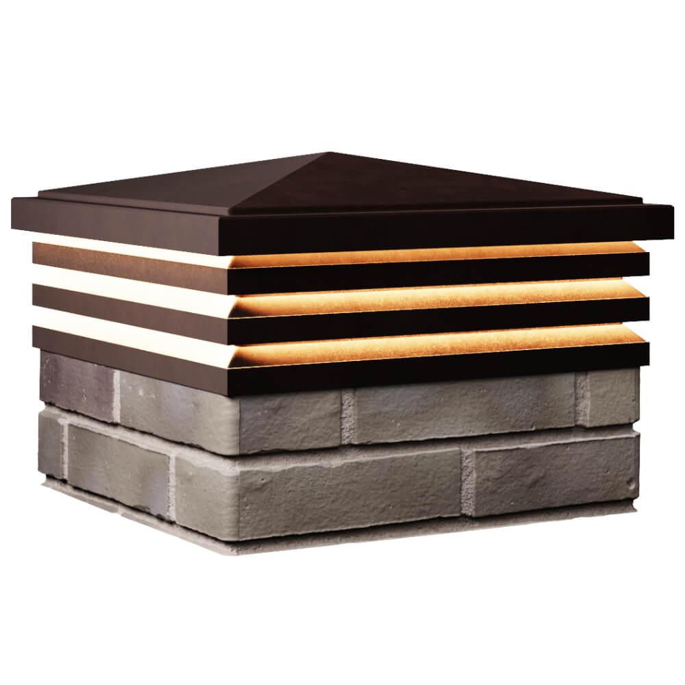 Колпак Zking Бона ХайТек Коричневый на столб 1.5х1.5 кирпича (385х385мм) с подсветкой в Копейске фото