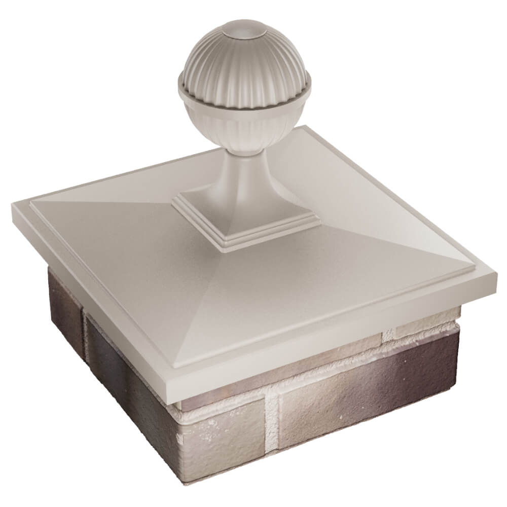 Колпак Zking БонаМоно Бежевый с шаром на столб 1.5х1.5 кирпича (385х385, 400х400мм) в сборе в Копейске фото