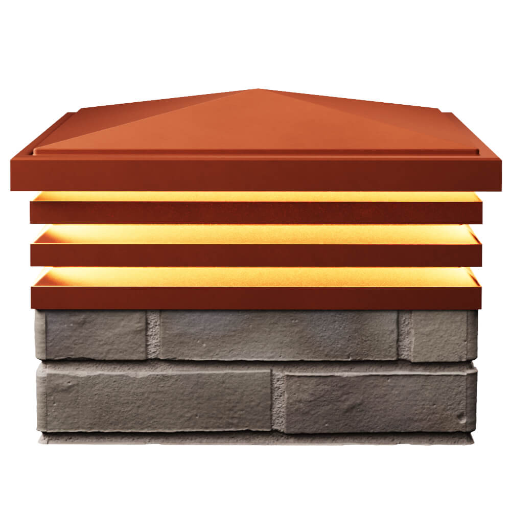 Колпак Zking Бона ХайТек Красный на столб 1.5х1.5 кирпича (385х385мм) с подсветкой в Копейске фото