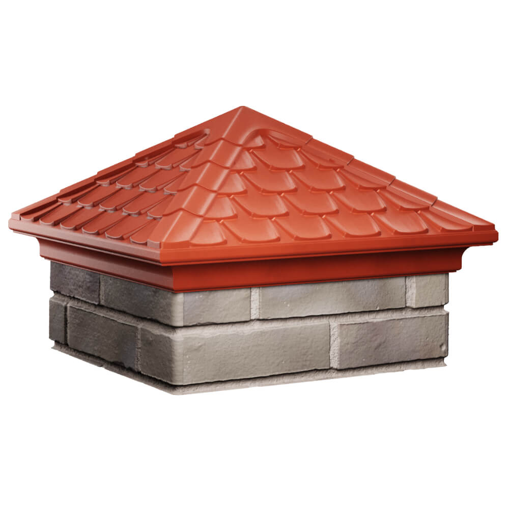 Колпак Zking Эльбрус Красный на столб 1.5х1.5 кирпича (385х385мм) в Копейске фото