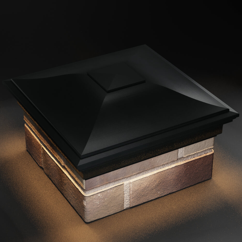 Колпак Zking Монблан Черный на столб 1.5х1.5 кирпича (385х385мм) с подсветкой в Копейске фото