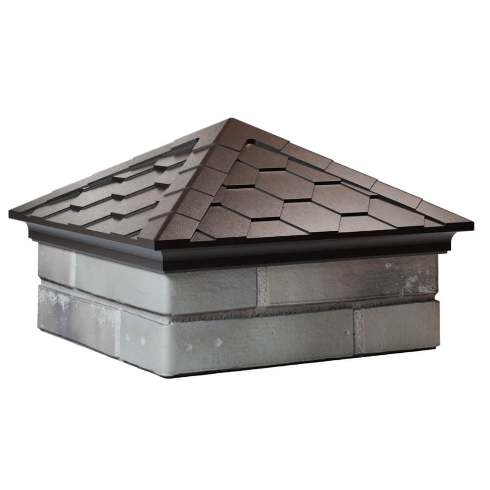 Колпак Zking Эверест Коричневый на столб 1.5х1.5 кирпича (390х390мм) в Копейске фото