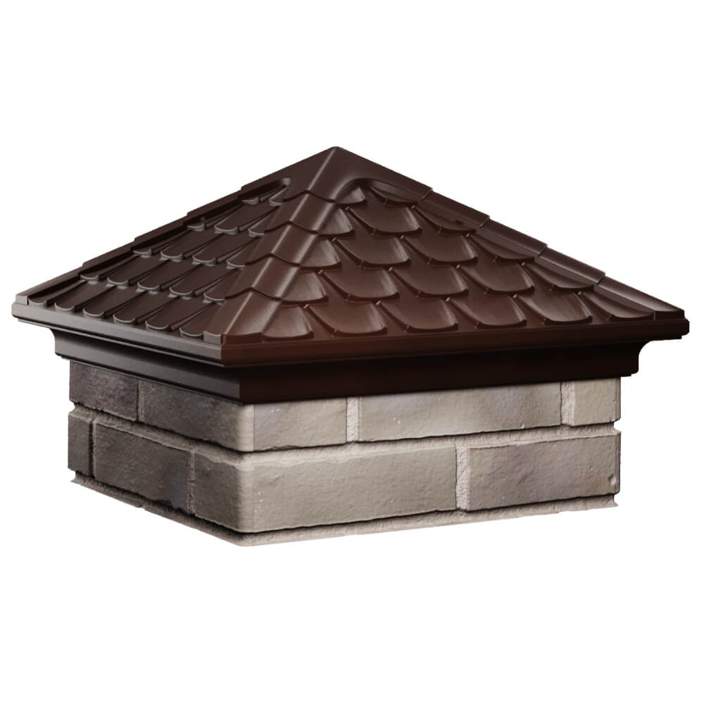 Колпак Zking Эльбрус Коричневый на столб 1.5х1.5 кирпича (385х385мм) в Копейске фото