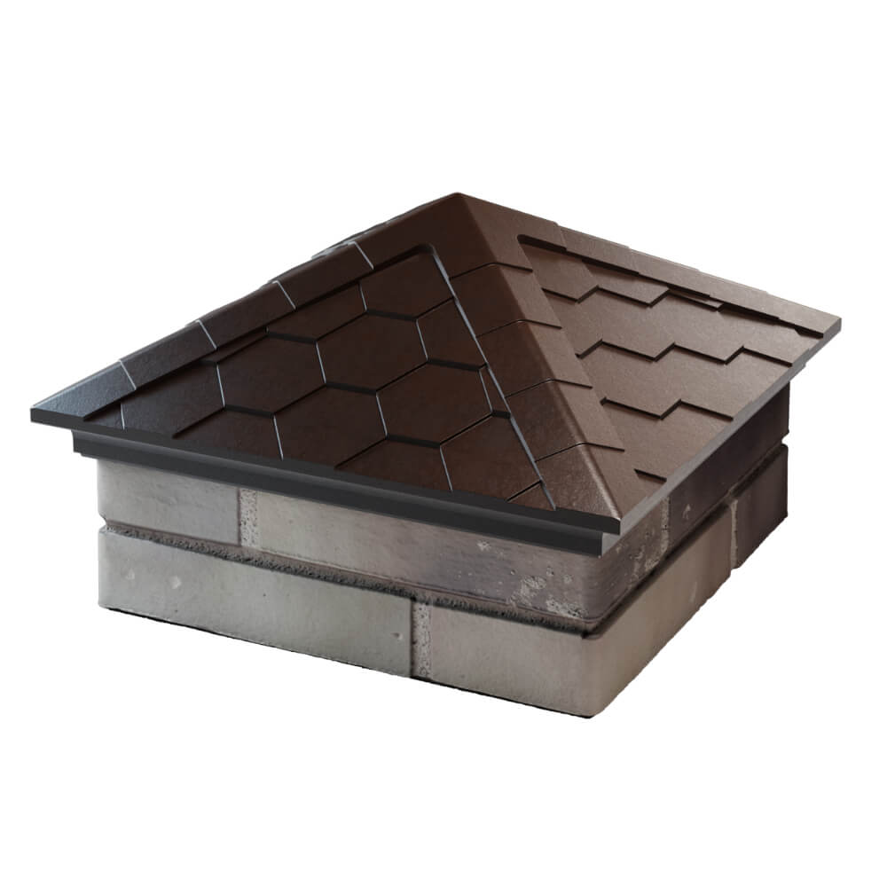 Колпак Zking Эверест Коричневый на столб 1.5х1.5 кирпича (390х390мм) в Копейске фото