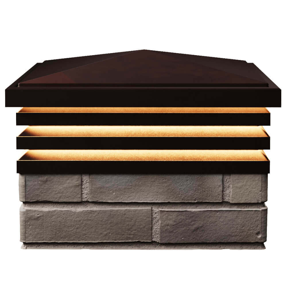 Колпак Zking Бона ХайТек Коричневый на столб 1.5х1.5 кирпича (385х385мм) с подсветкой в Копейске фото